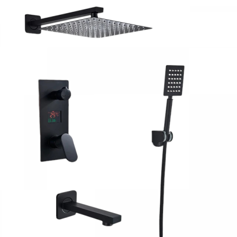 Coloane de Duș și Seturi de Duș - Sistem de duș încastrabil LCD cu para 20 cm, duș de mână și pipă cadă