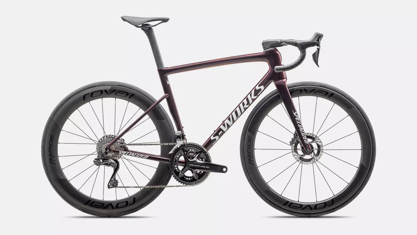 Bicicleta Specialized S-Works Tarmac SL8 Shimano Dura-Ace Di2 Gloss Solidity / Red to Black Pearl / Metallic White Silver [2]