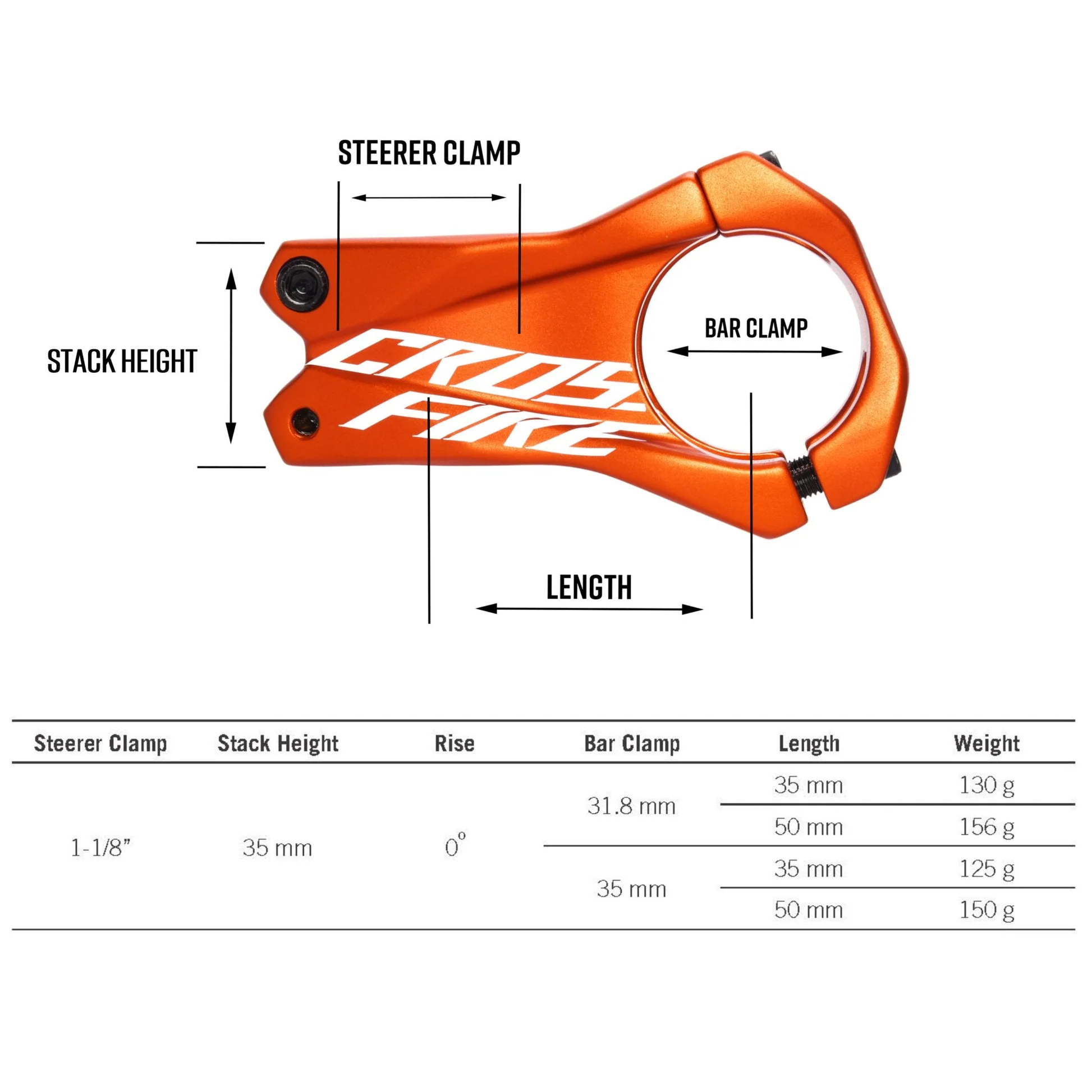 Pipa Funn Crossfire, Alu.6061-CNC, 31,8mm, ridicare 0, 1-1/8, Ext:50mm, rosie [2]