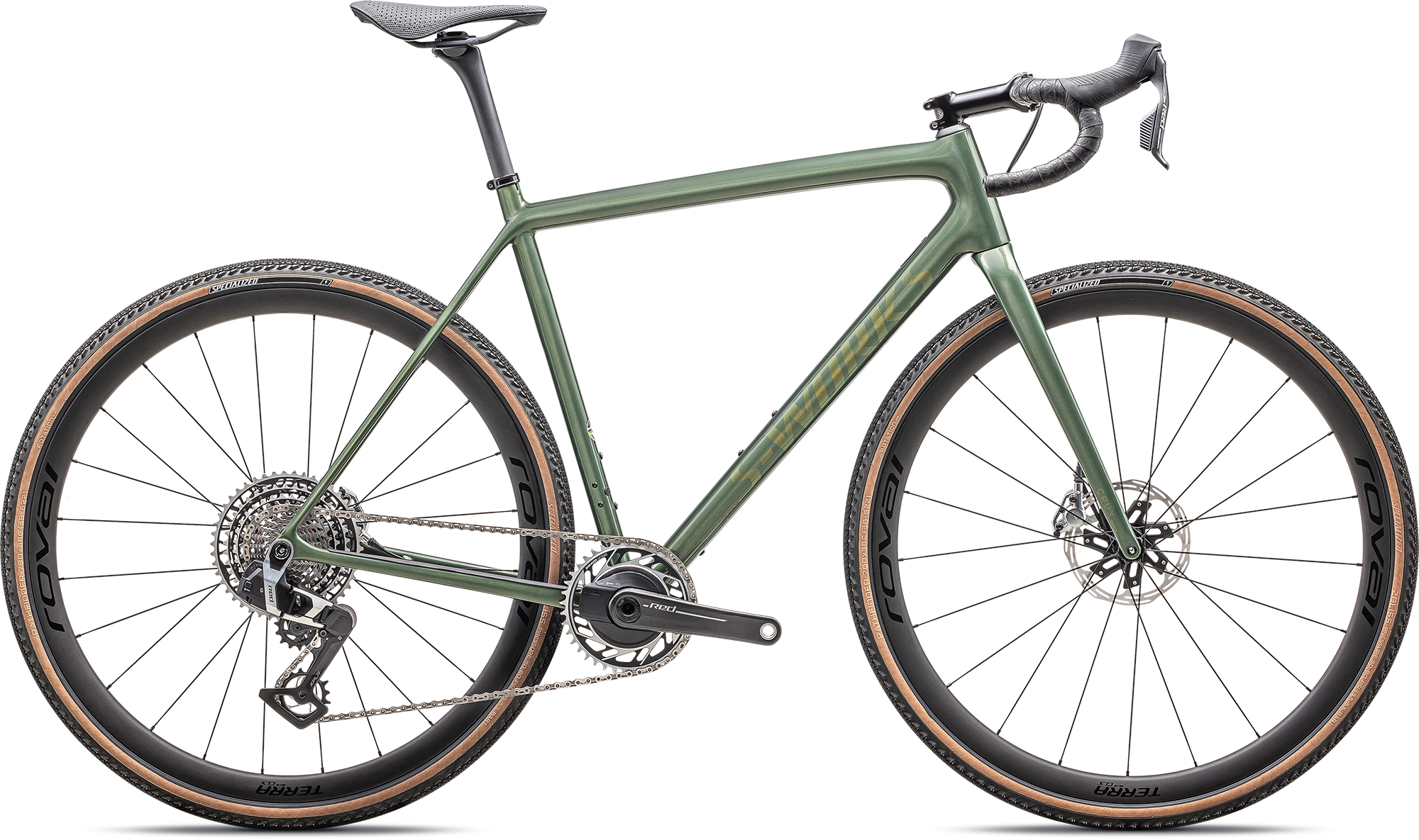 Șosea-gravel - Bicicleta Specialized S-Works Crux SRAM RED XPLR Gloss Cypress Metallic / Viavi Gold to Silver Pearl