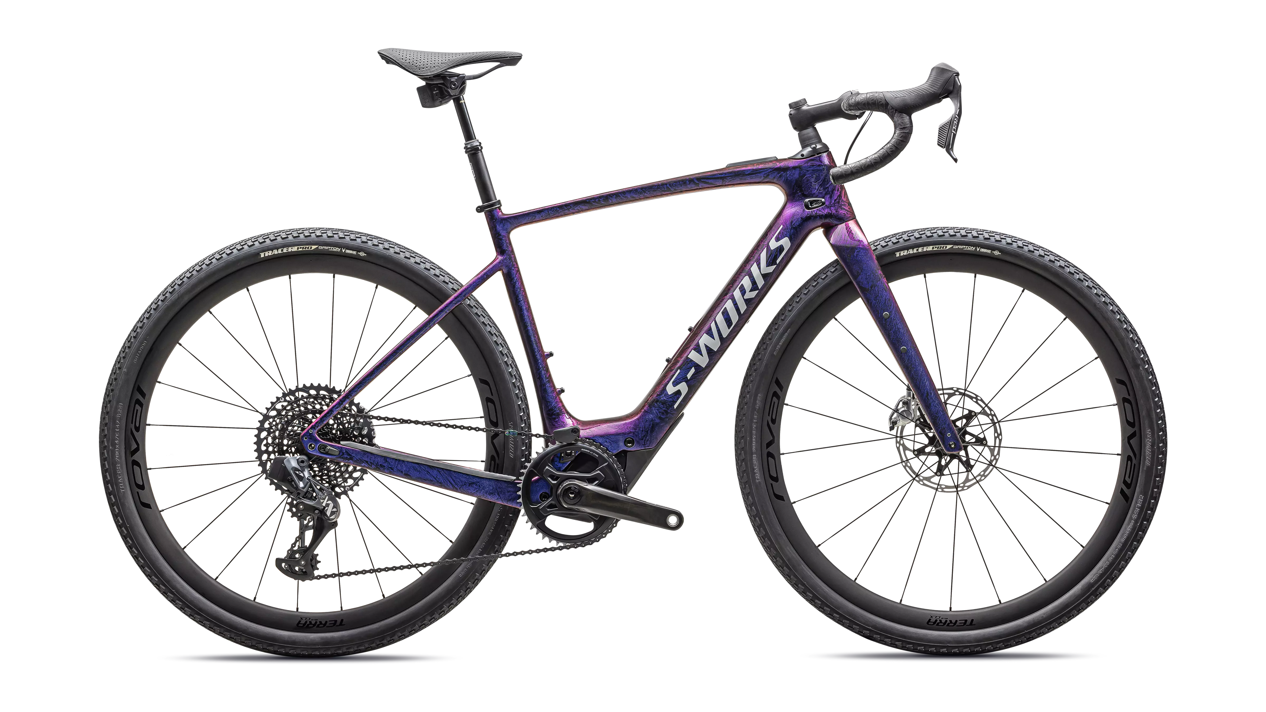 Biciclete Electrice - Bicicleta Specialized S-Works Turbo Creo 2 Gloss Carbon / Red to Blue Pearl Strata / Satin Liquid Silver