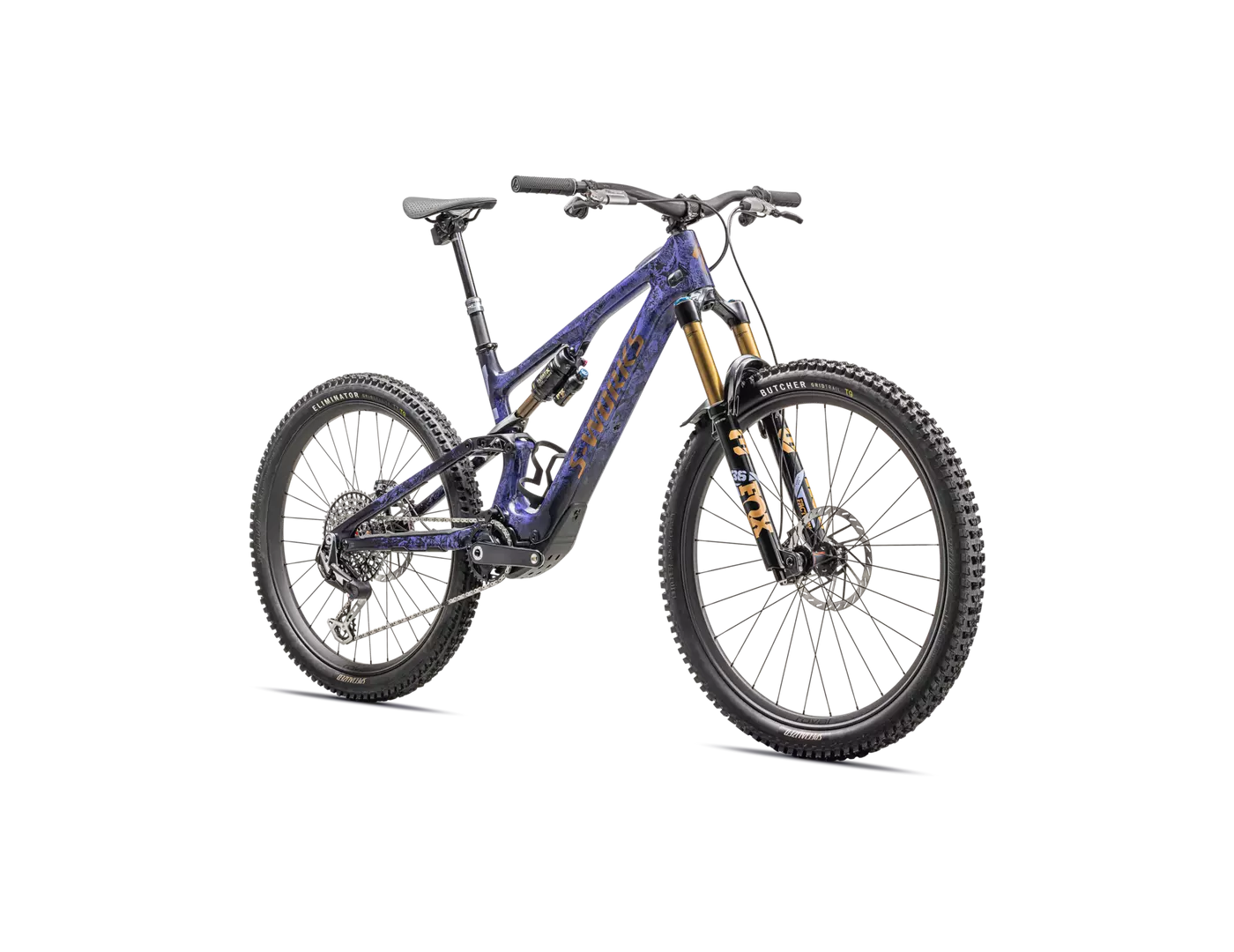 Bicicleta Specialized S-Works Turbo Levo SL 2025 Powdered Indigo Tint / Cool Grey Impasto / Midnight Shadow / Bronze [1]