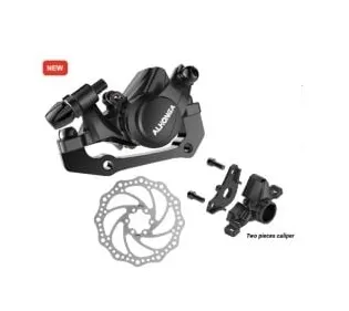 Frâne pe disc - Frana fata mecanica pe disc HJ-MD16, adaptor IS, rotor 160 mm, accesorii aluminiu, negru