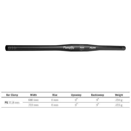 GHIDON FUNN FLAME PG ALU 6061, 31.8MM RISE 0 LUNGIME 710MM NEGRU MAT [1]