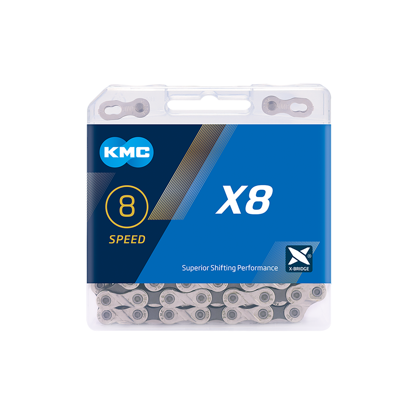 PIESE - Lant Bicicleta KMC X8 - 8 Viteze, 114 Zale, Argintiu-Gri