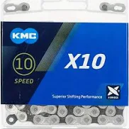 Lanțuri - Lant KMC X10, silver/black, 10viteze, 114 zale