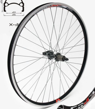 Roți - Roata spate CROSSER X3 28", 36H, butuc JoyTech 135x9 QR