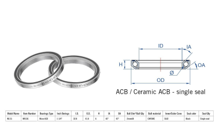 Cuvete (headset) - Rulment cuvete FSA N.51 ACB 45x45 1 1/4 singleS MR136 - 160-6746