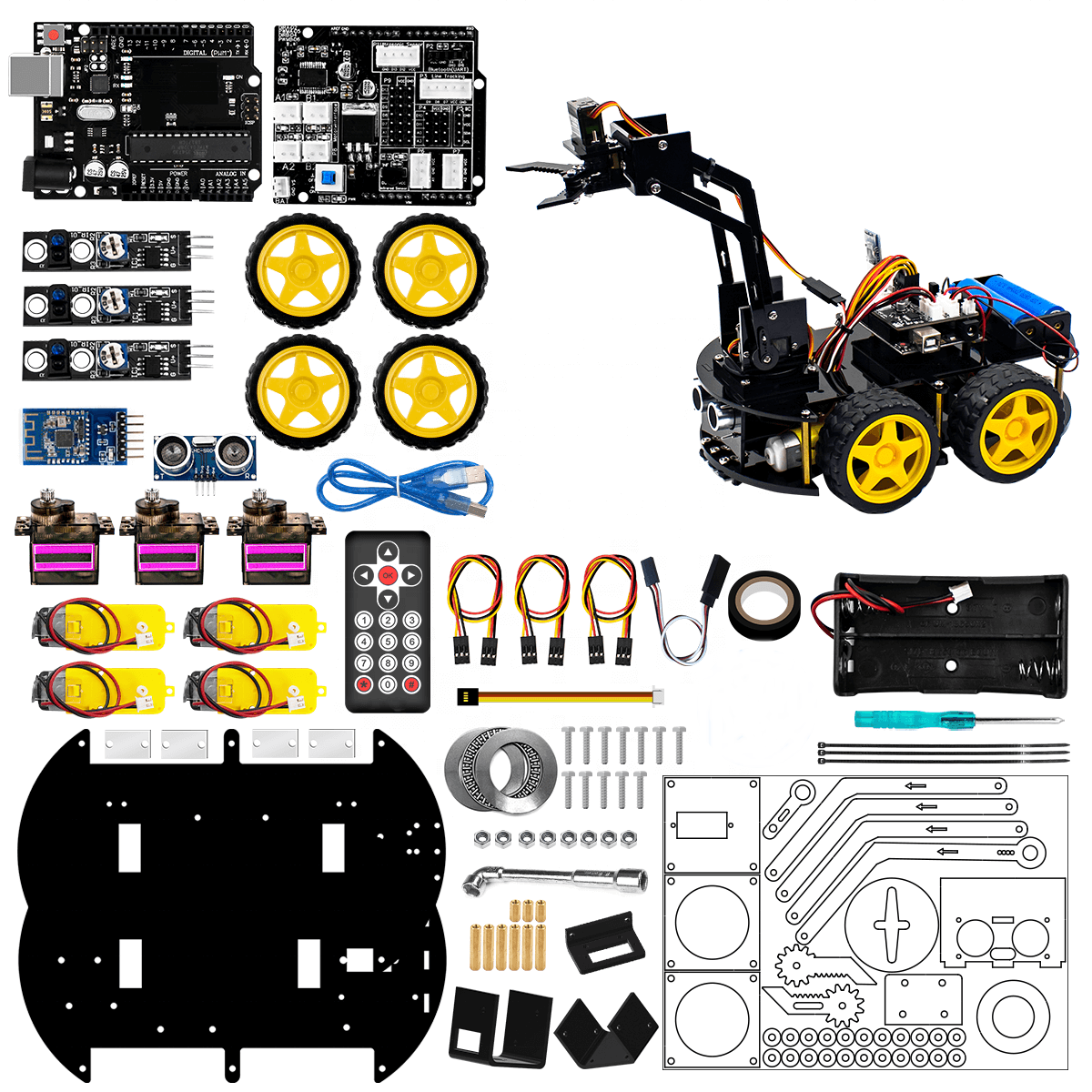 Robot Kit With Robotic Arm-arduino Uno - Programmable Robot Kit For Kids To  Learn Coding, Robotics And Electronics- Stem Education