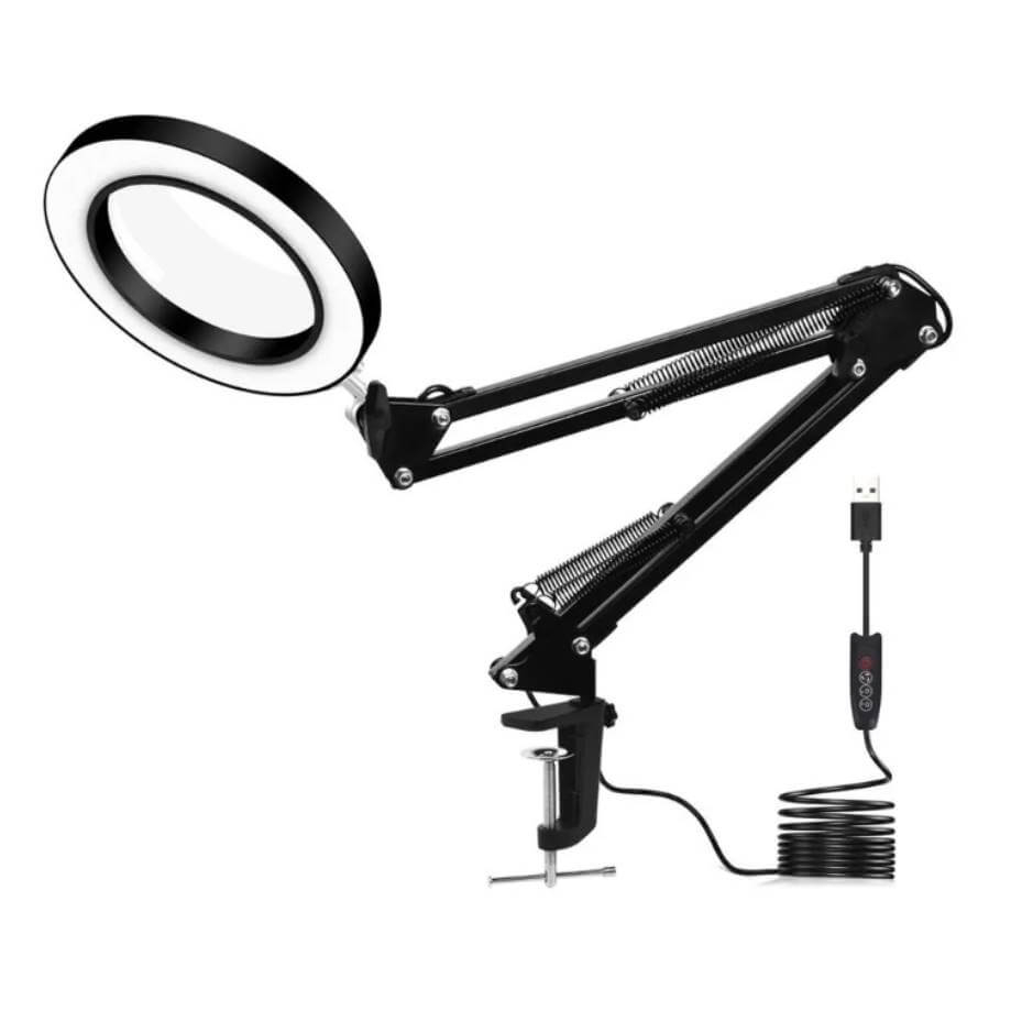 5X LED Light Magnifier Stand Table Magnifier PCB Magnifier Large