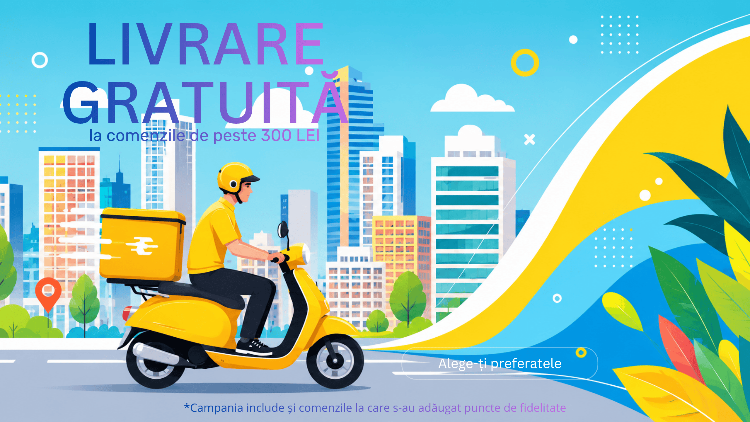 Livrare gratuită la comenzile de peste 300 LEI