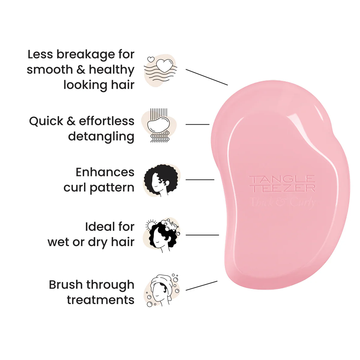 Perie de par Tangle Teezer The Original Thick & Curly Pink – ideala pentru par cret si gros [4]