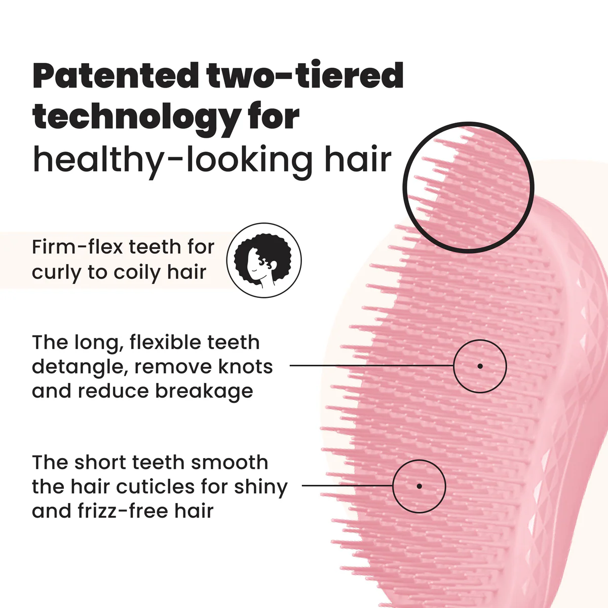 Perie de par Tangle Teezer The Original Thick & Curly Pink – ideala pentru par cret si gros [2]