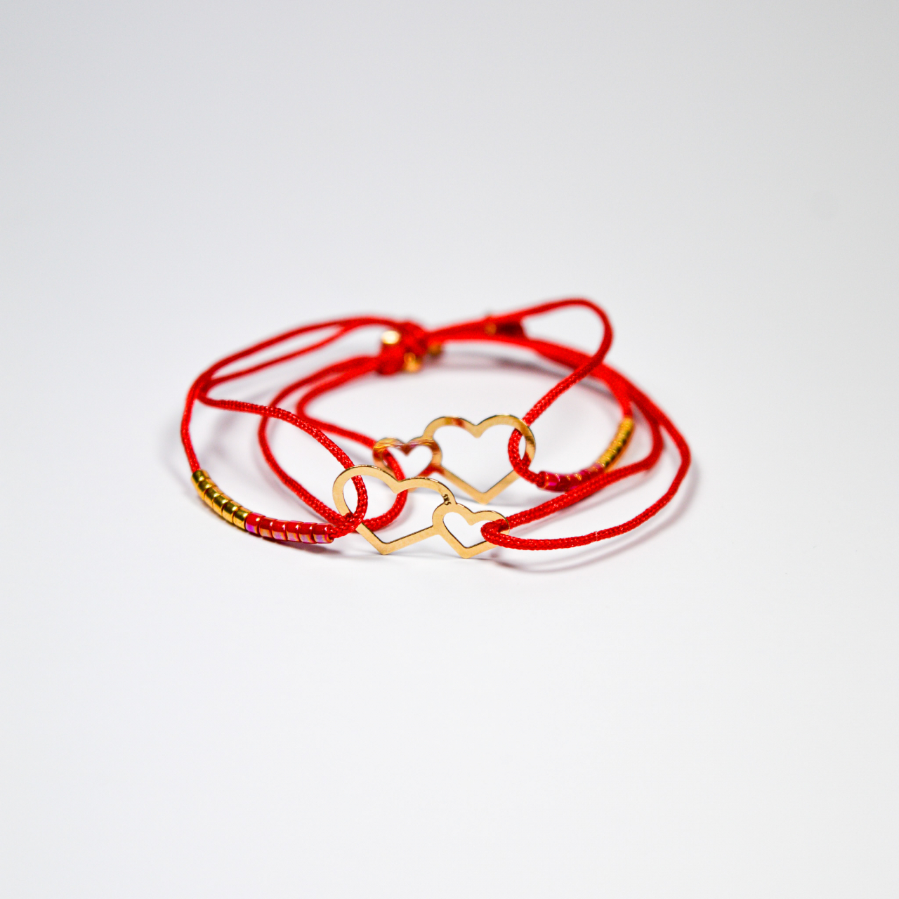 Set bratari cu snur si inimioare din aur 14K - Set mama copil [2]