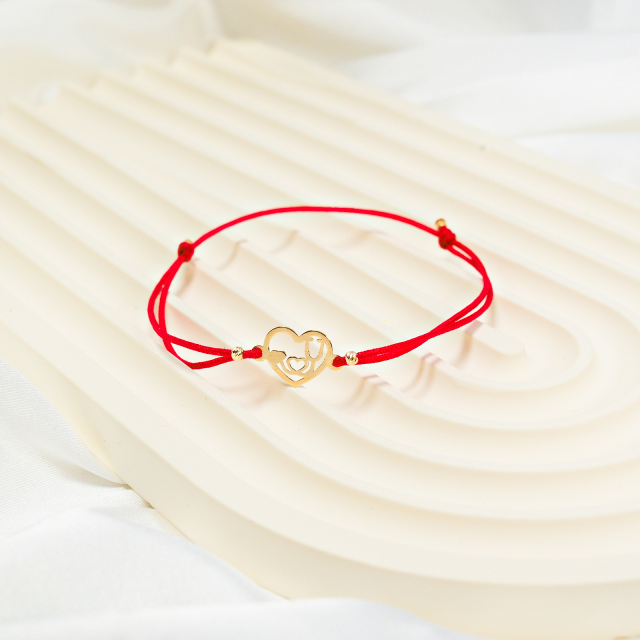 Bratara snur si inimioara cu stetoscop din aur 14k - cadou doctorita [3]
