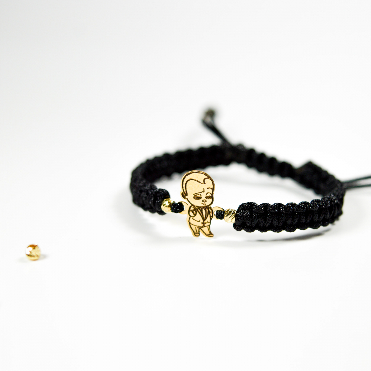Bratara reglabila cu figurina BABY BOSS din aur 14K si bilute din aur 2.5 mm [2]