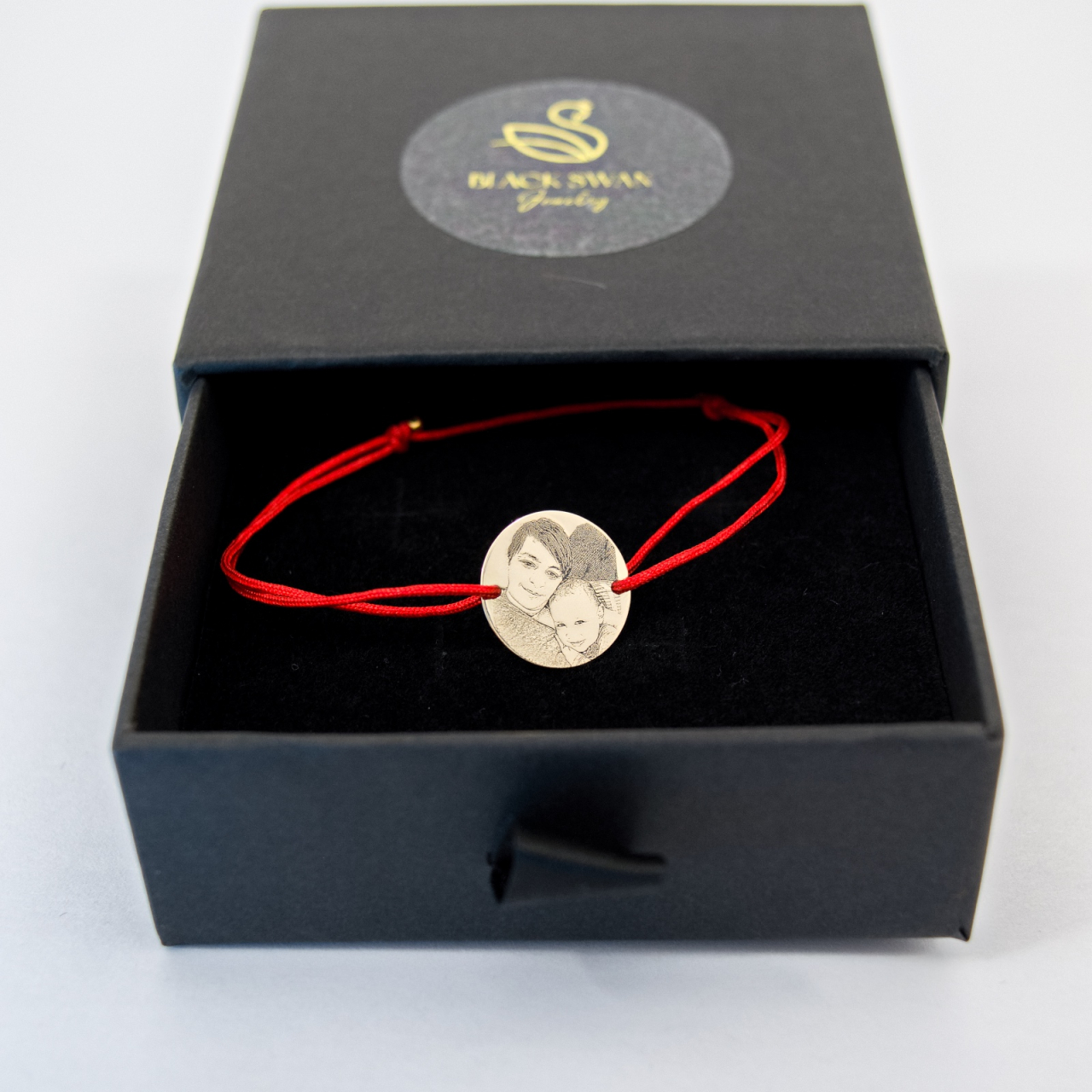 Bratara personalizata cu poza - Banut din aur 16 mm cu gravura fata-verso [6]