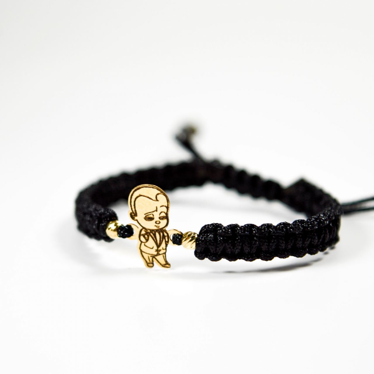 Bratara reglabila cu figurina BABY BOSS din aur 14K si bilute din aur 2.5 mm [3]