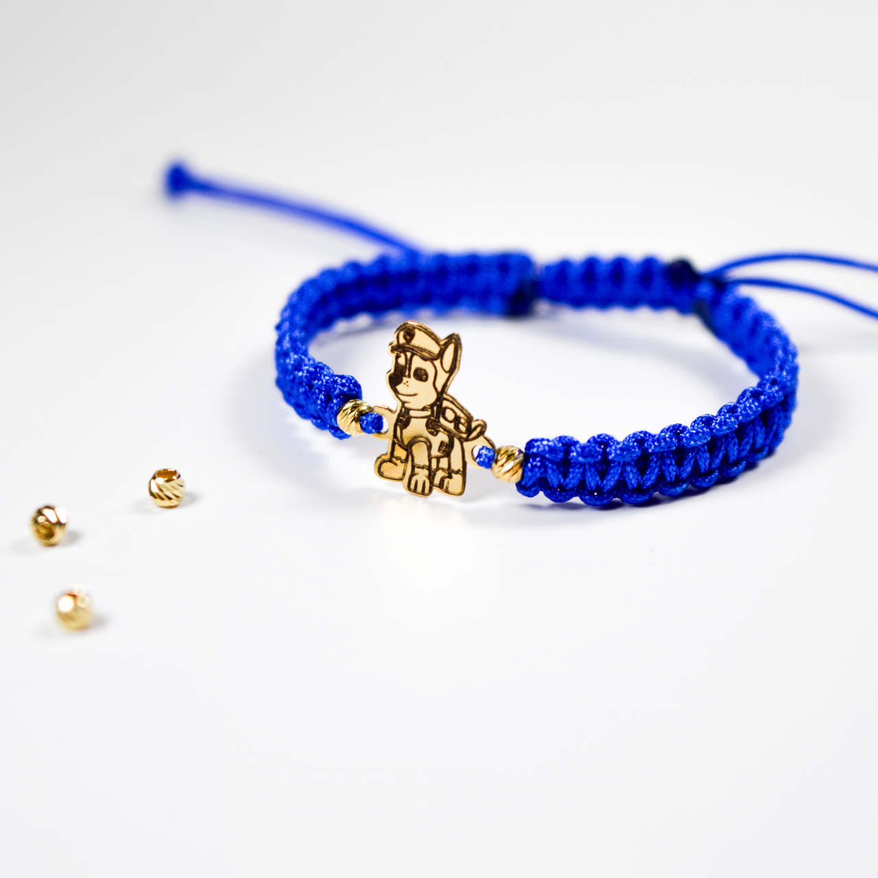 Bratara reglabila cu figurina PAW PATROL din aur 14K si bilute din aur 2.5 mm [2]