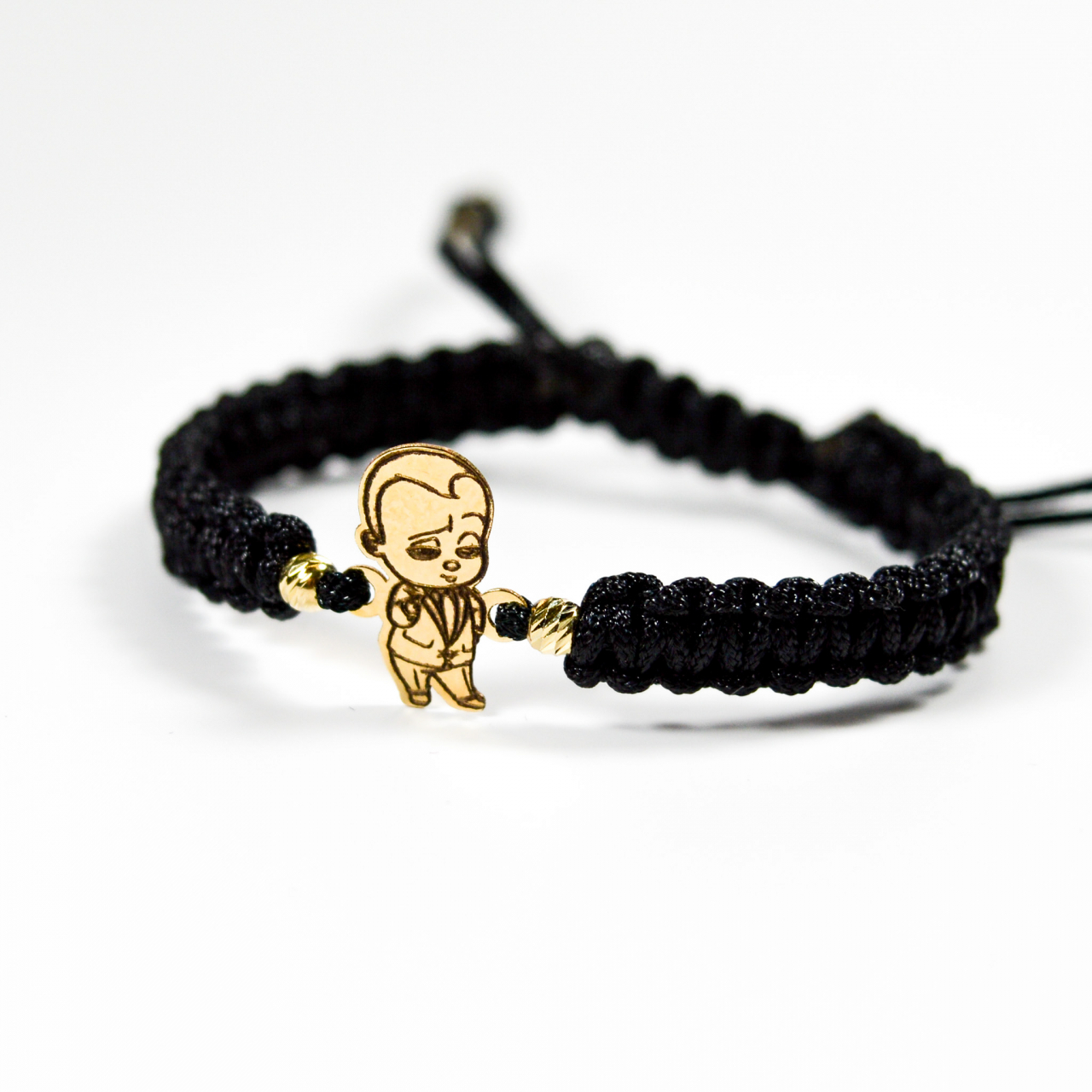 Bratara reglabila cu figurina BABY BOSS din aur 14K si bilute din aur 2.5 mm [1]