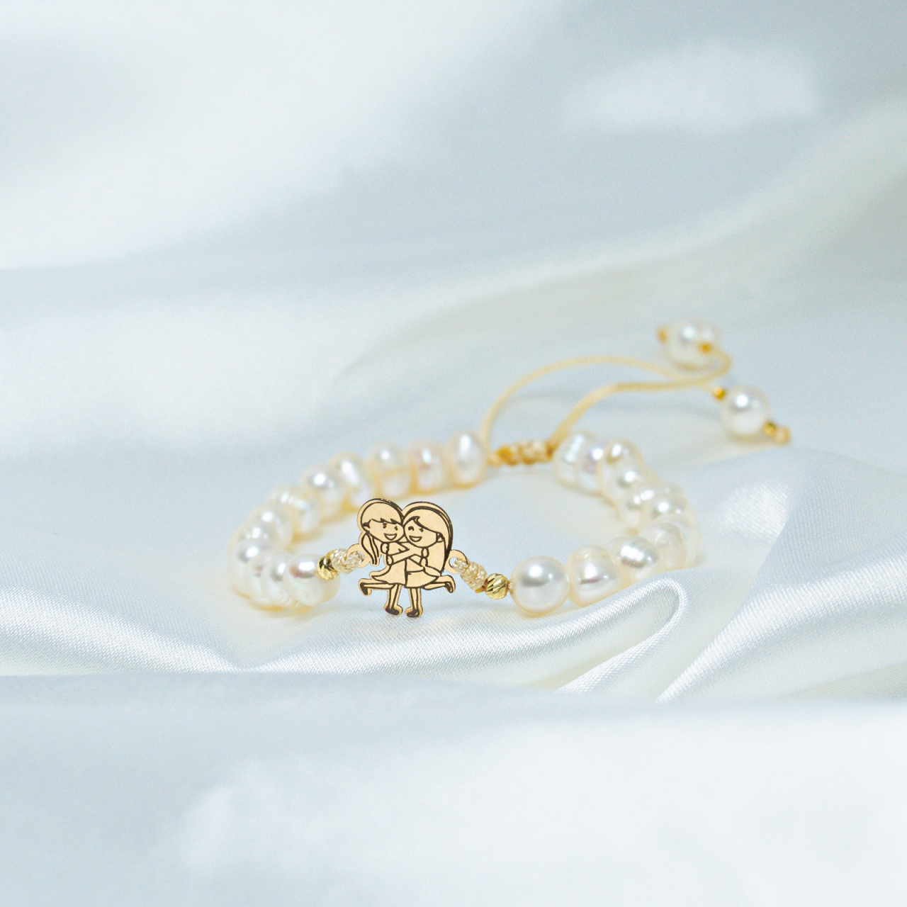 Bratara perle - bilute din aur 14K 2.5 mm - link aur surori / best friends [5]