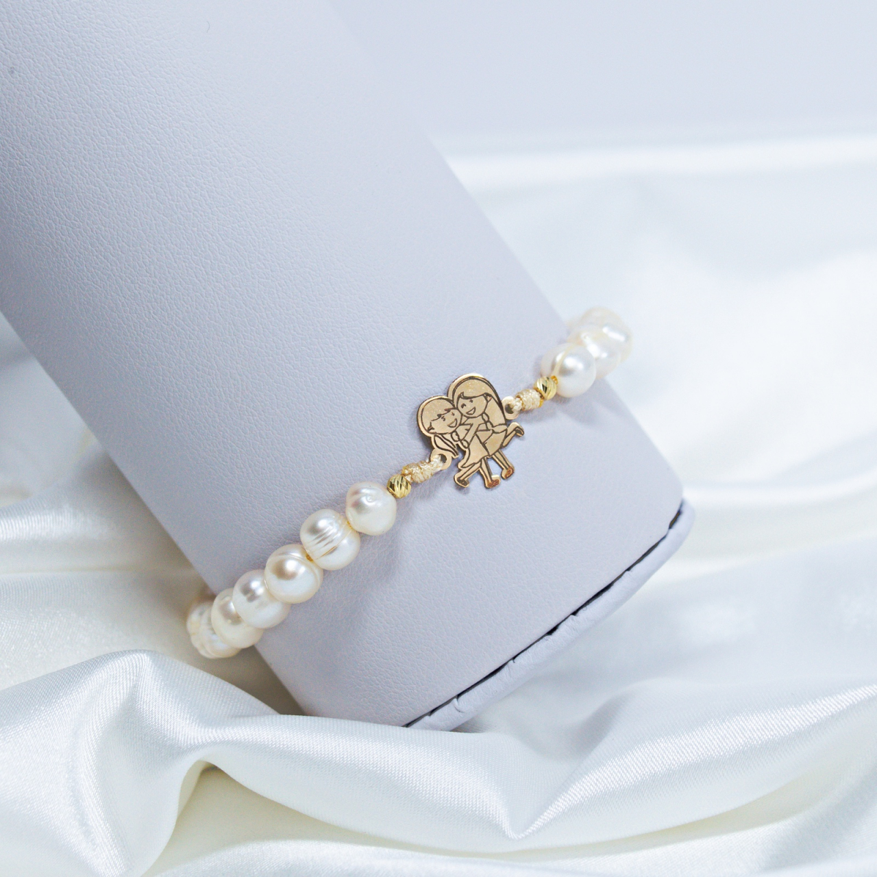 Bratara perle - bilute din aur 14K 2.5 mm - link aur surori / best friends [2]
