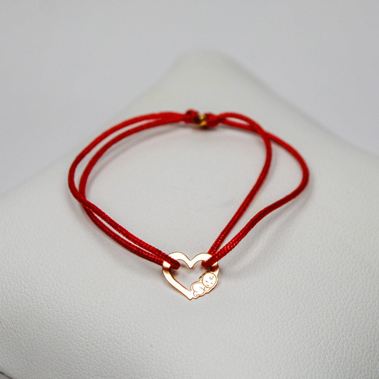 Bratara cu snur rosu bebe - Inimioara din aur 14K [3]