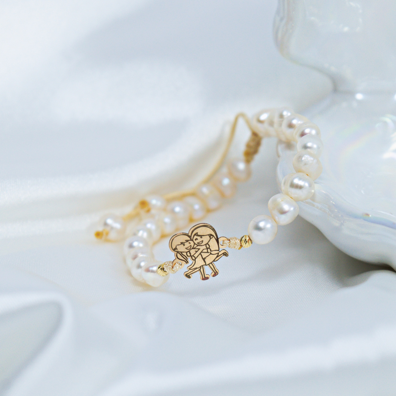 Bratara perle - bilute din aur 14K 2.5 mm - link aur surori / best friends [4]