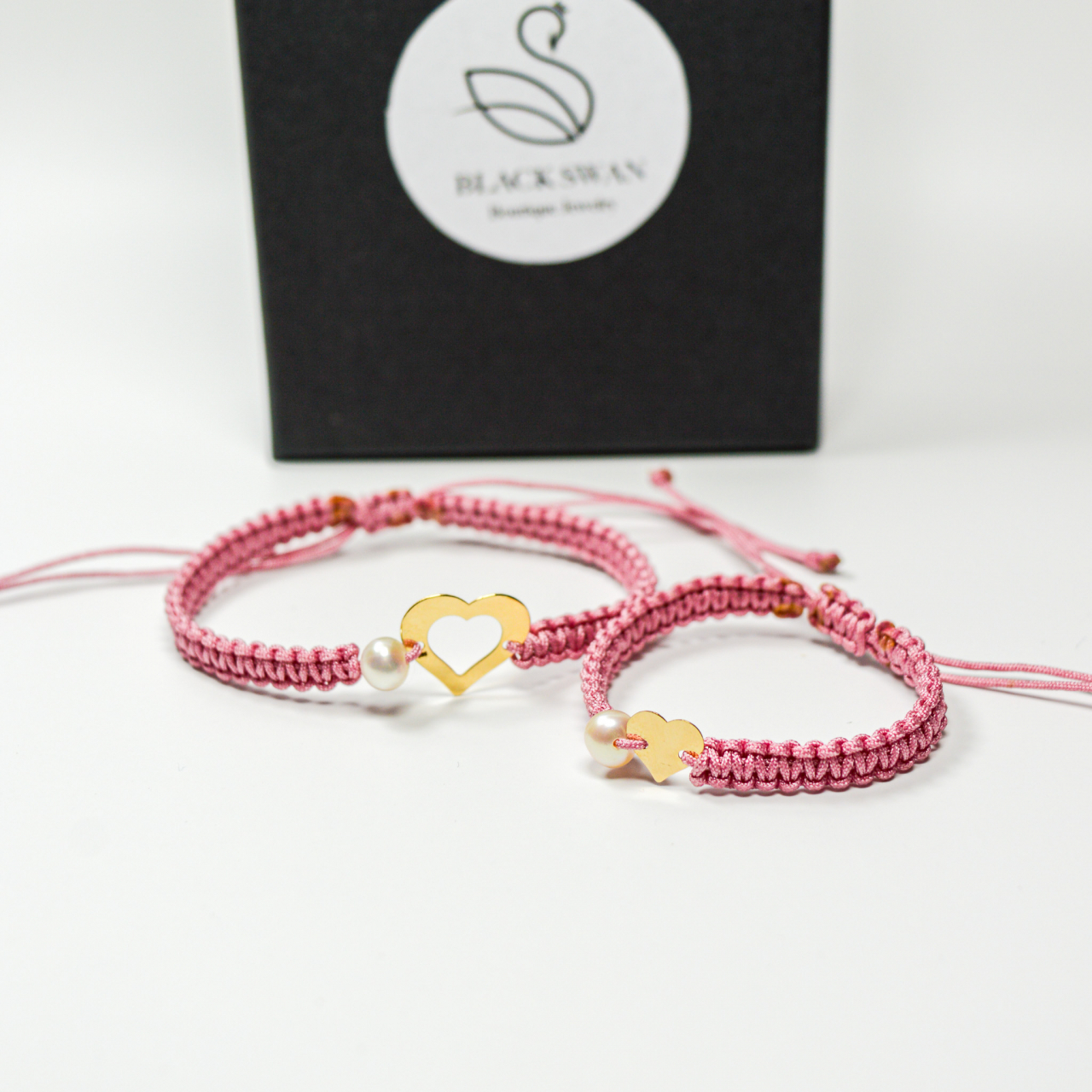 Set bratara MAMA-FIICA cu inimioare din aur 14K si 2 perlute de cultura - Set cadou [4]