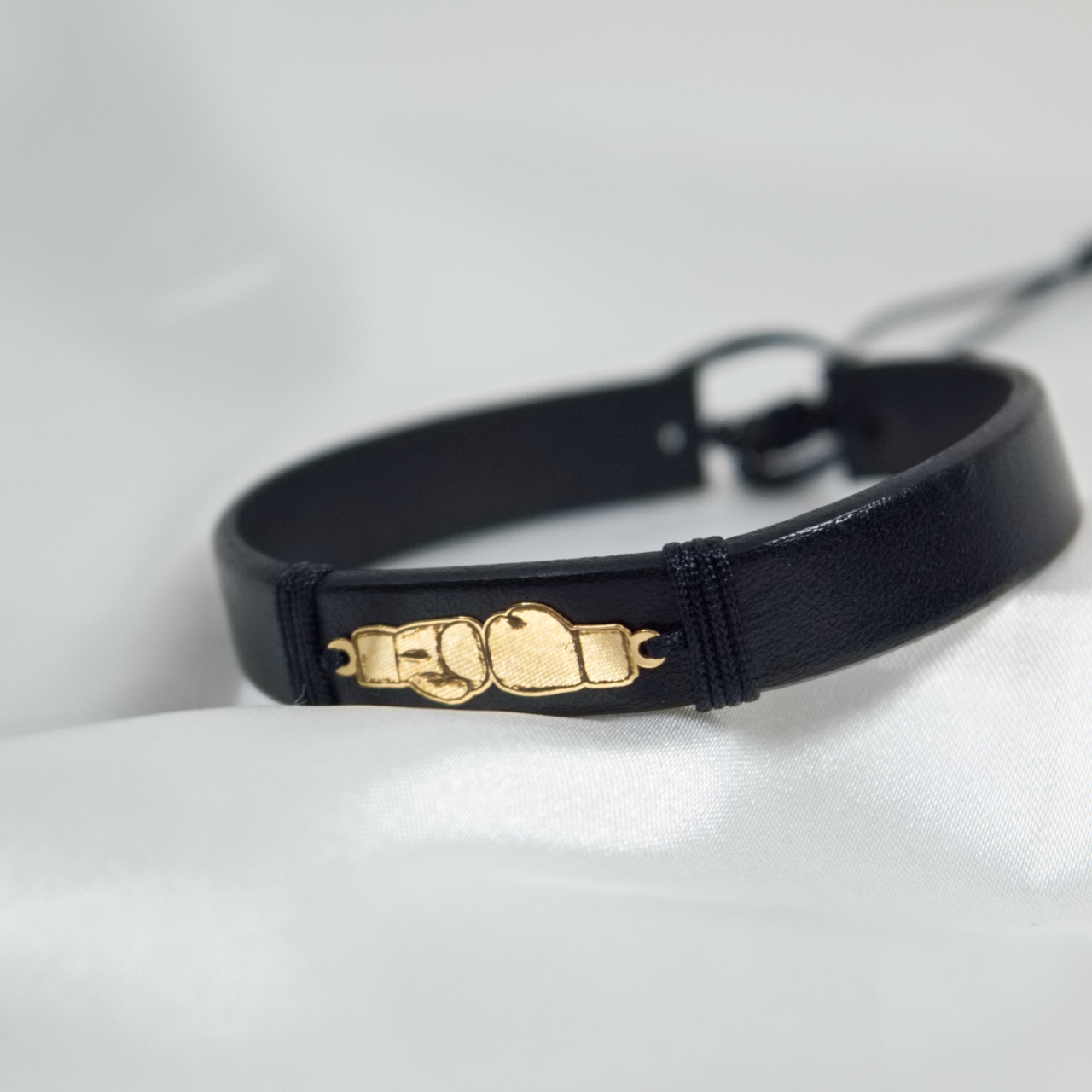 Bratara barbateasca din piele naturala si aur 14K - Box Lover [2]