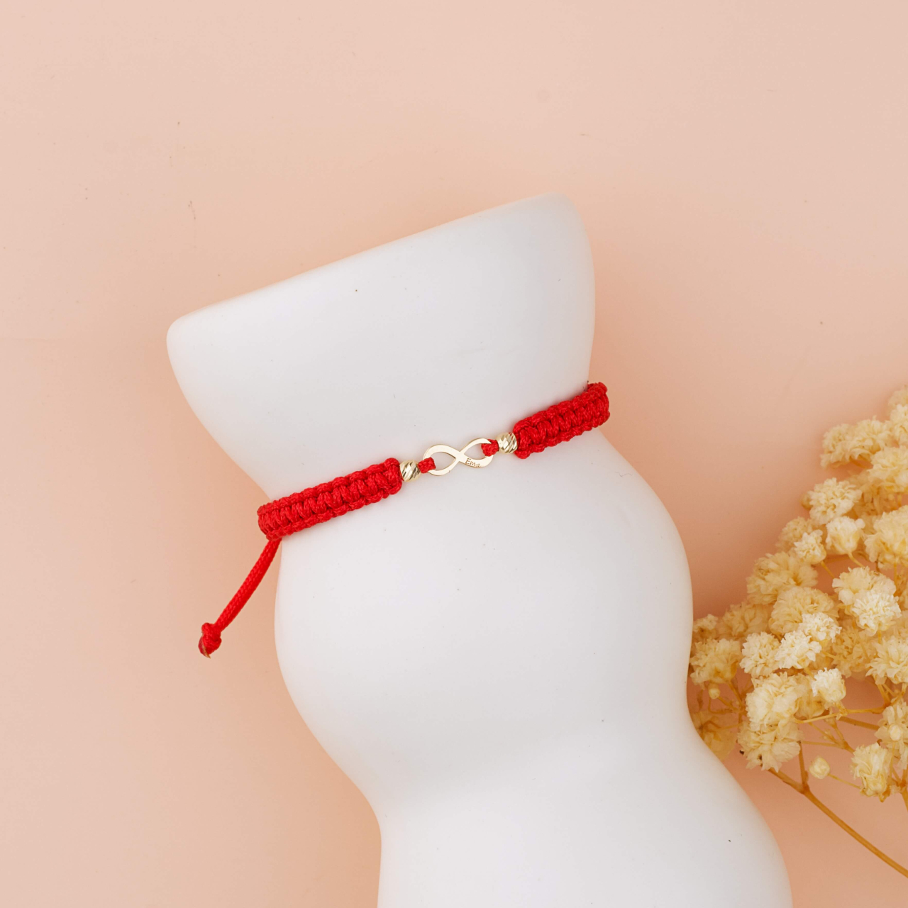 Bratara cu snur si link infinit din Aur 14K pentru bebe / nou nascut - Cadou Botez [4]