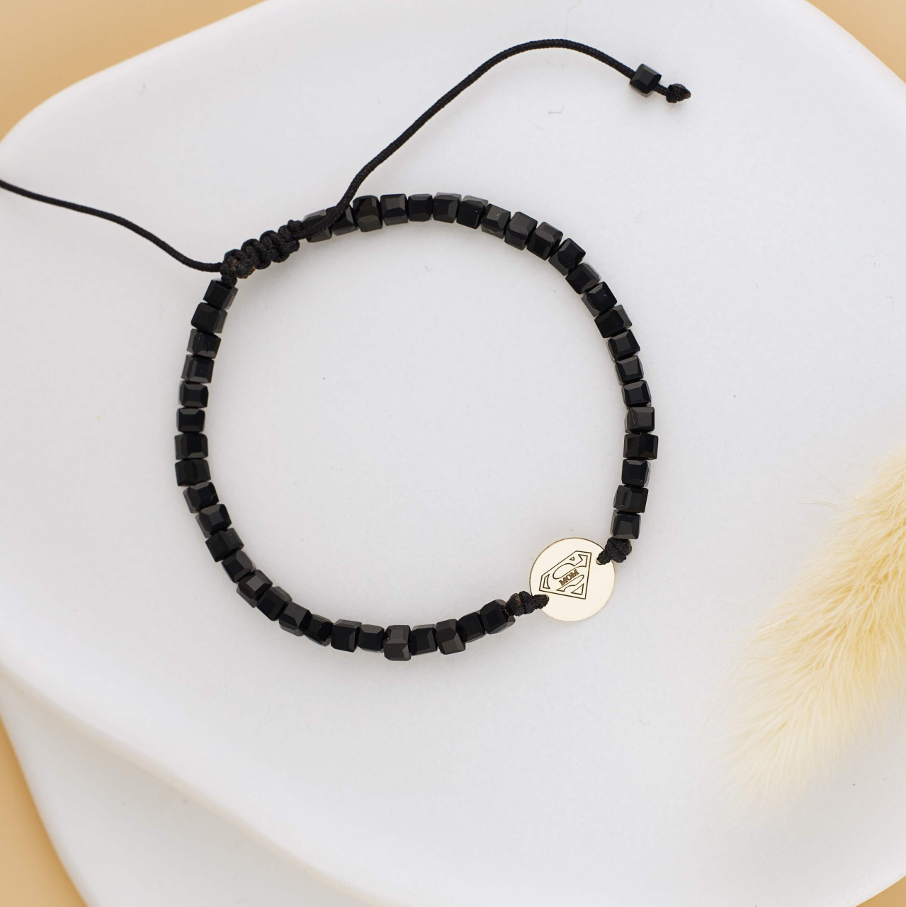 Bratara onyx negre si banut din Aur 14K 10 mm - Super Mama [2]