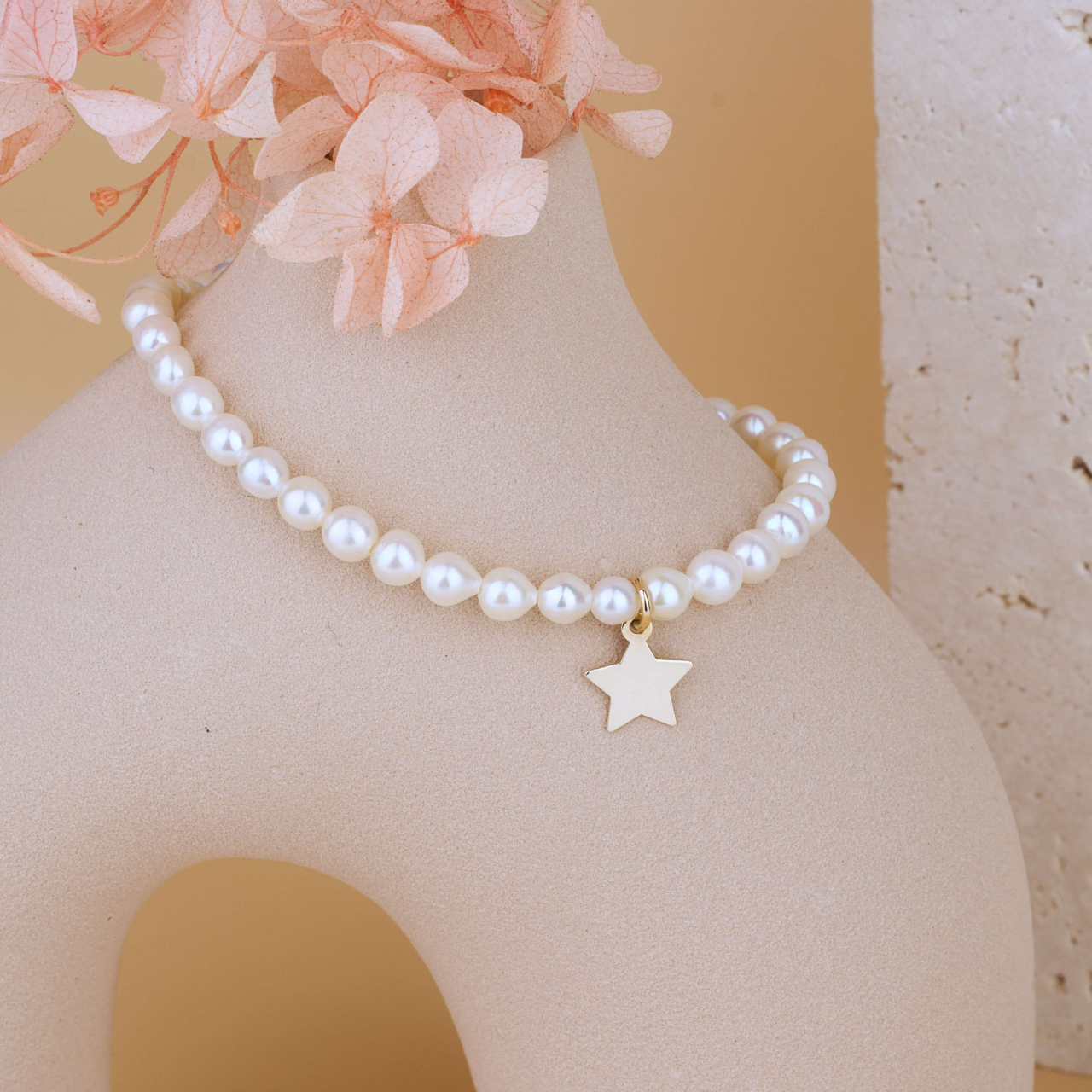 Bratara din perle de cultura AAA si pandantiv / charm din Aur 14K stea [2]