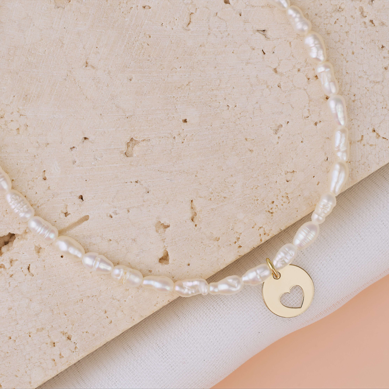 Bratara perle naturale de cultura si charm banut Aur 14K Inima  10 mm [2]