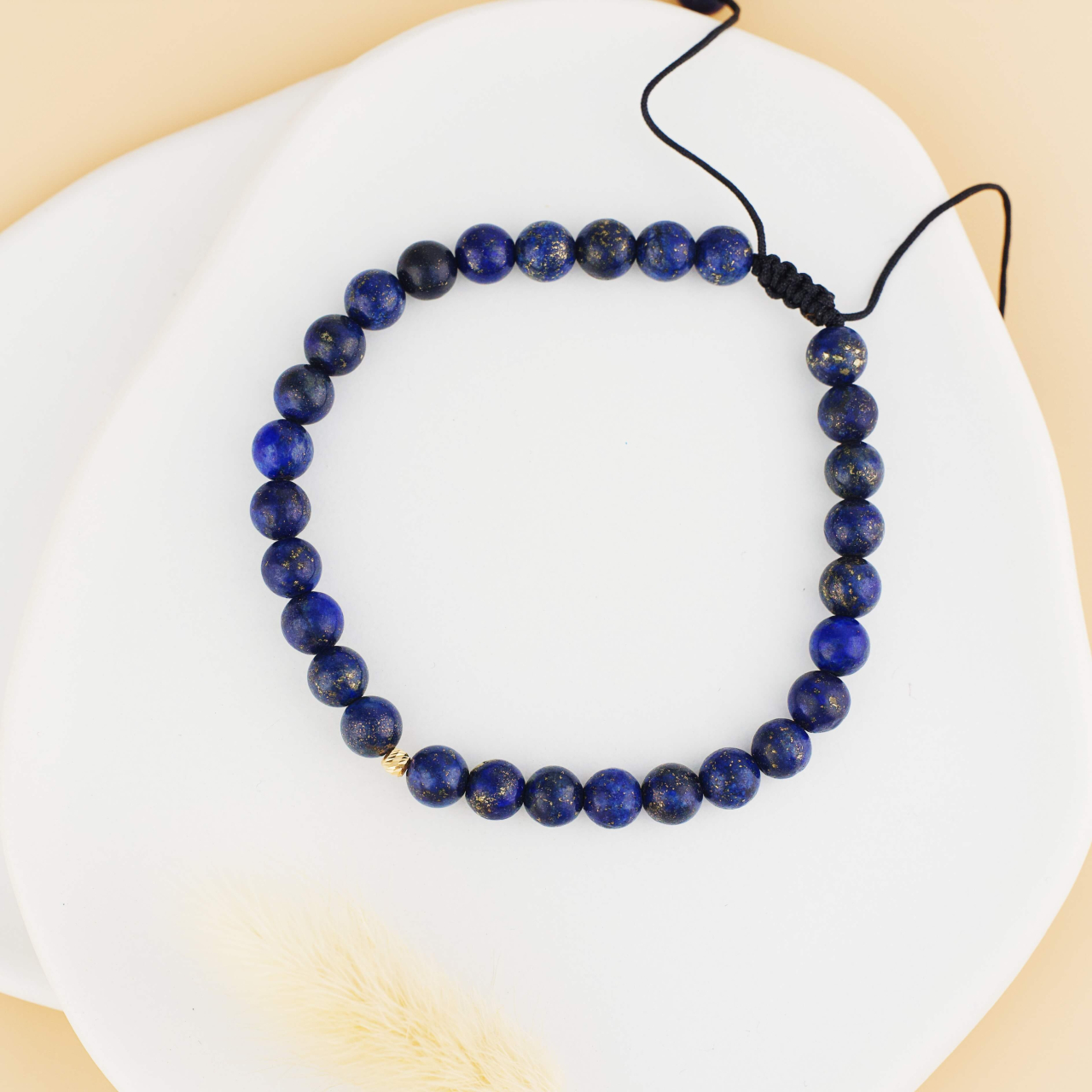 Set Cuplu Cadou - Bratari margele Lapiz Lazuli si bilute din Aur 14K - Pentru EL si pentru EA [3]