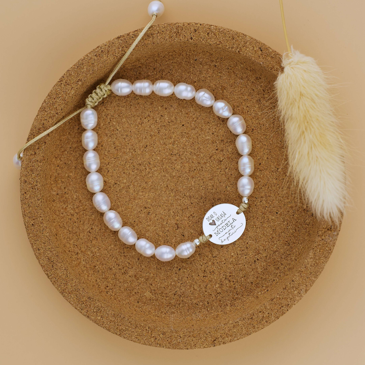 Bratara Cadou Educatoare - Bratara perle de cultura si banut Argint presonalizat [2]