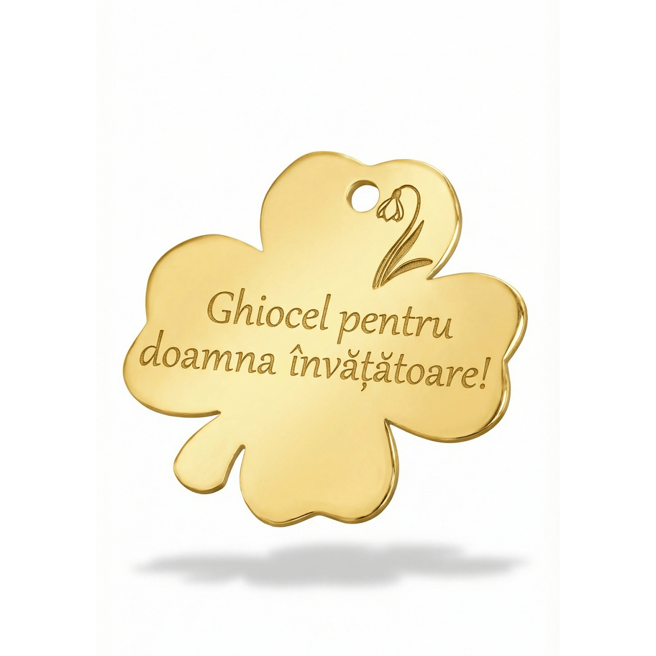 Bratara martisor cu snur rosu si banut trifoi din Argint 925 suflat cu Aur 18K - Pentru doamna invatatoare [2]