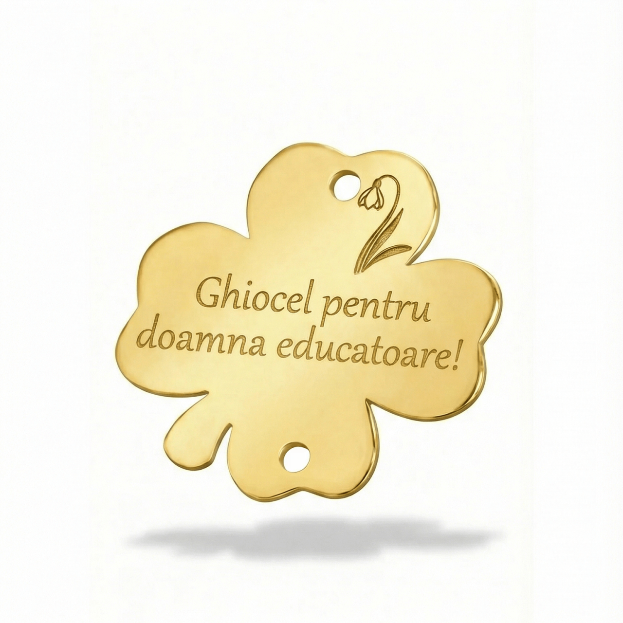 Bratara martisor cu snur rosu si banut trifoi din Argint 925 suflat cu Aur 18K - Pentru doamna invatatoare [2]