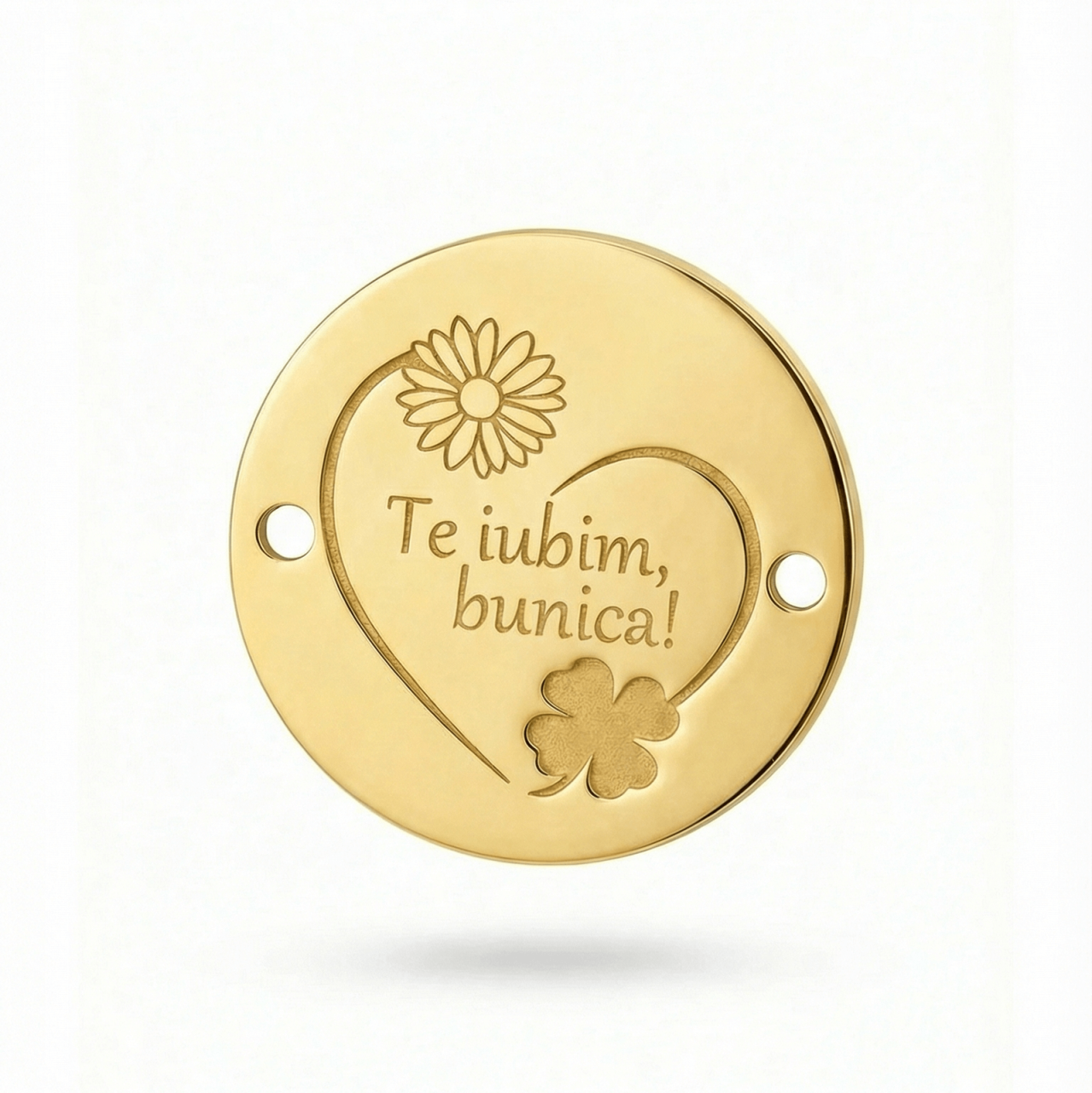 Bratara martisor personalizat pentru bunica - snur rosu si banut din Argint 925 suflat cu Aur 18K - 'Te iubim bunica' [2]