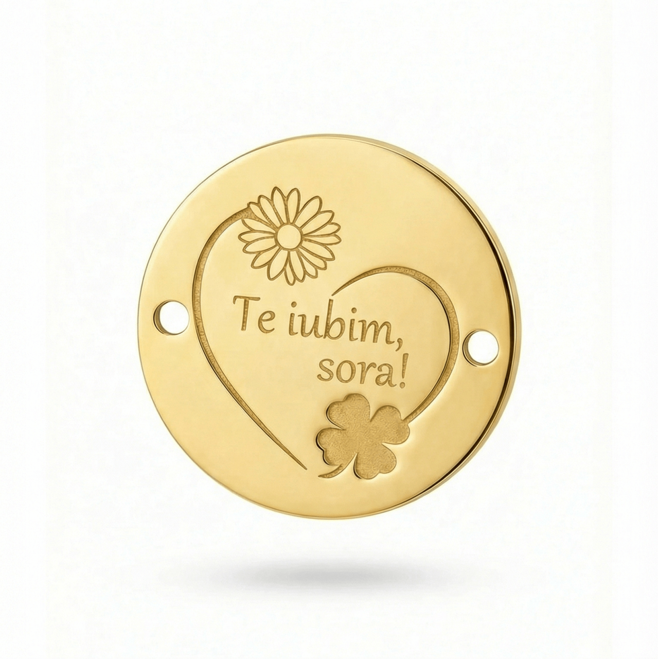 Bratara martisor personalizat pentru sora - snur rosu si banut din Argint 925 suflat cu Aur 18K - 'Te iubim sora' [2]