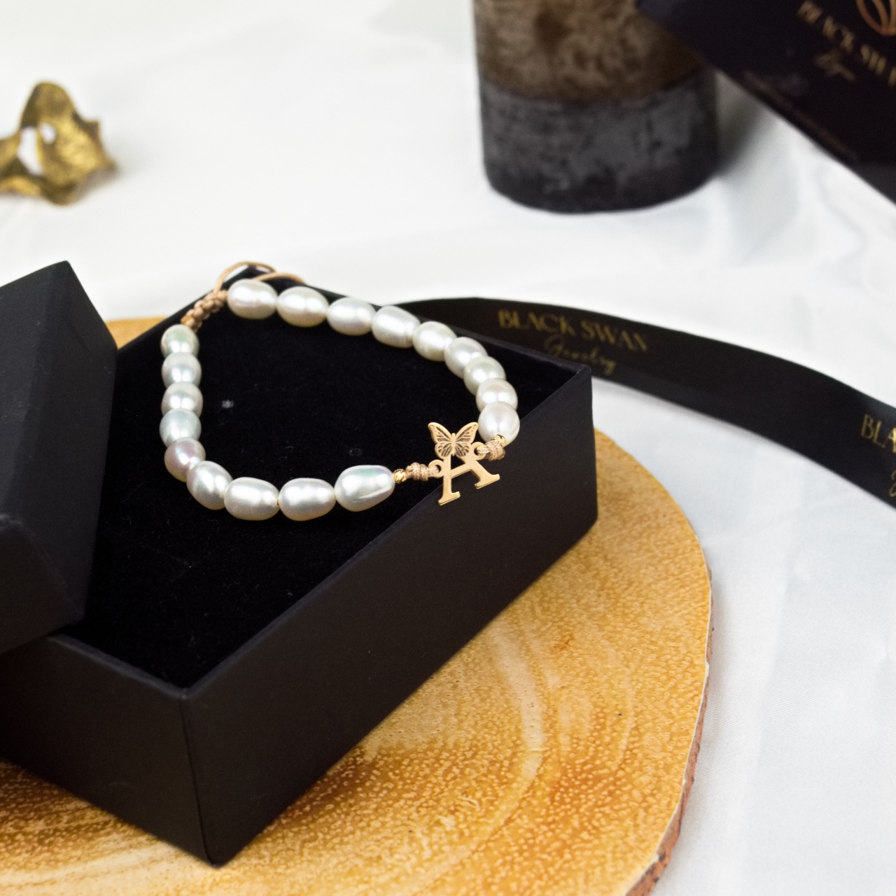 Bratara perle de cultura si initiala nume din Aur 14K [2]