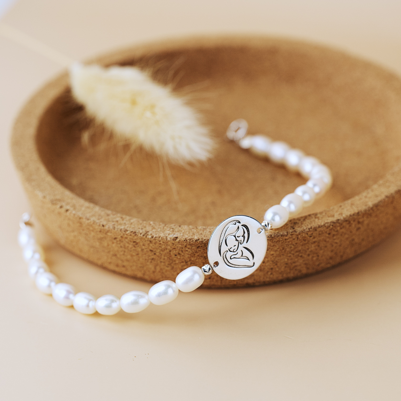 Bratara perle de cultura si Banut Argint - Mama si bebe - Cadou mamica [3]