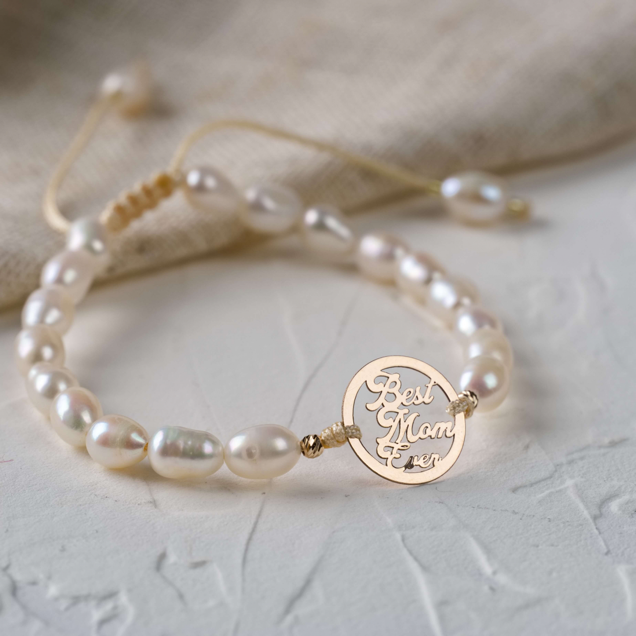 Bratara din perle de cultura banut din Aur 14K 'Best Mom Ever' Cadou pentru mama [9]