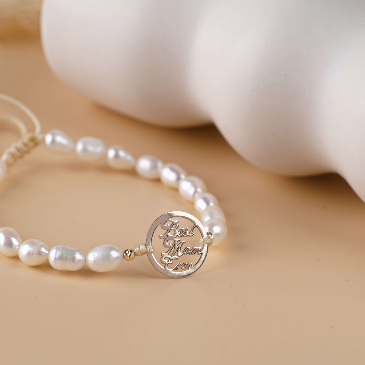 Bratara din perle de cultura banut din Aur 14K 'Best Mom Ever' Cadou pentru mama [2]