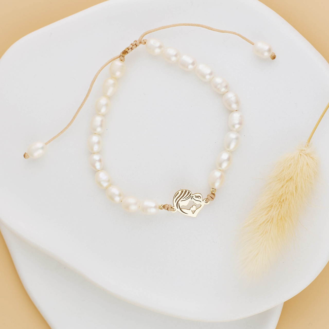 Bratara perle naturale cultura si link din Aur 14K - Mama Fiica [3]