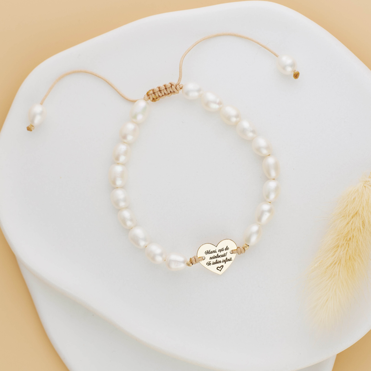 Bratara Inima din Aur 13mm - Perle naturale cultura - Pentru Mama [2]