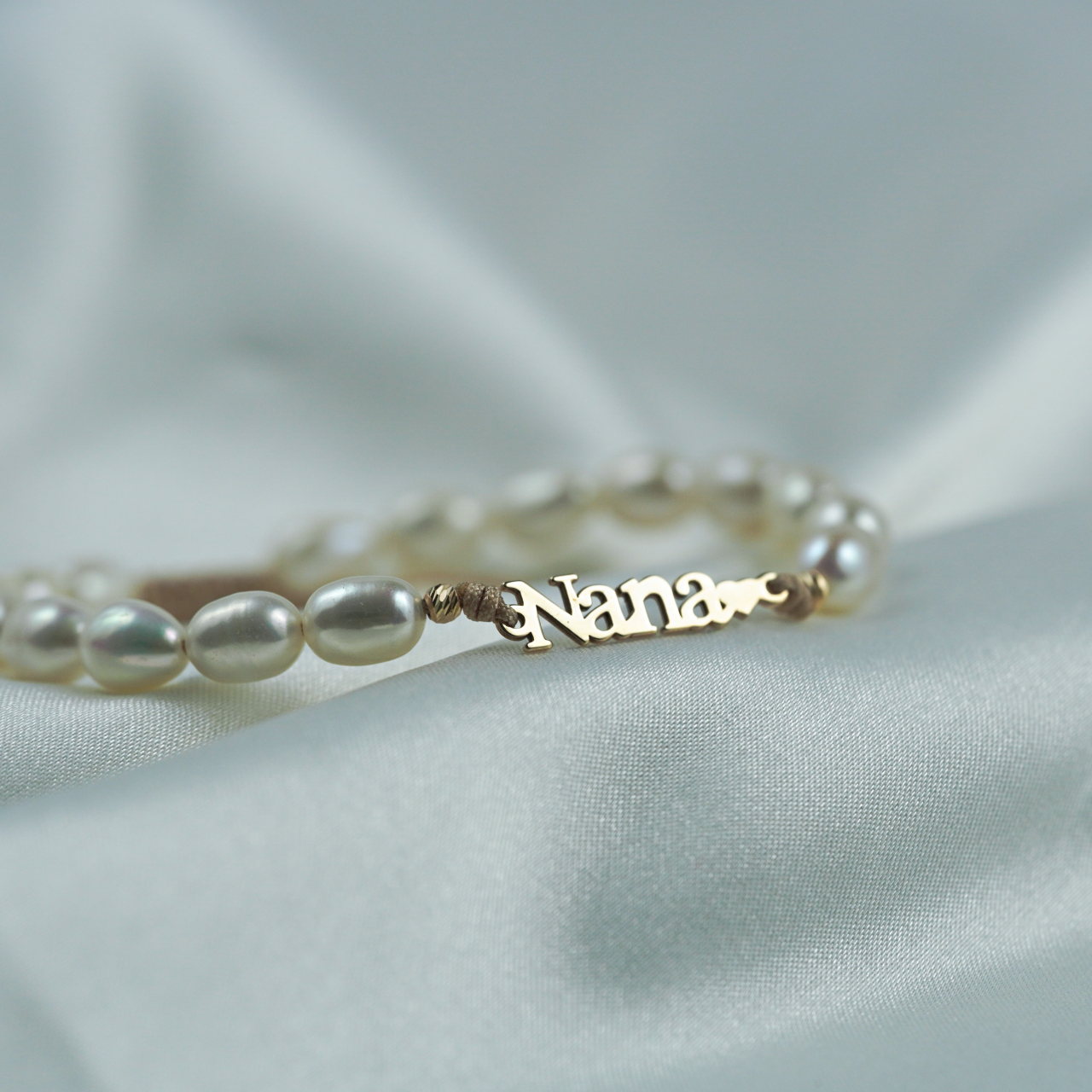 Bratara perle naturale reglabila cu bile din aur 14K - Link din Aur 'Nana' - Cadou cumatri [7]