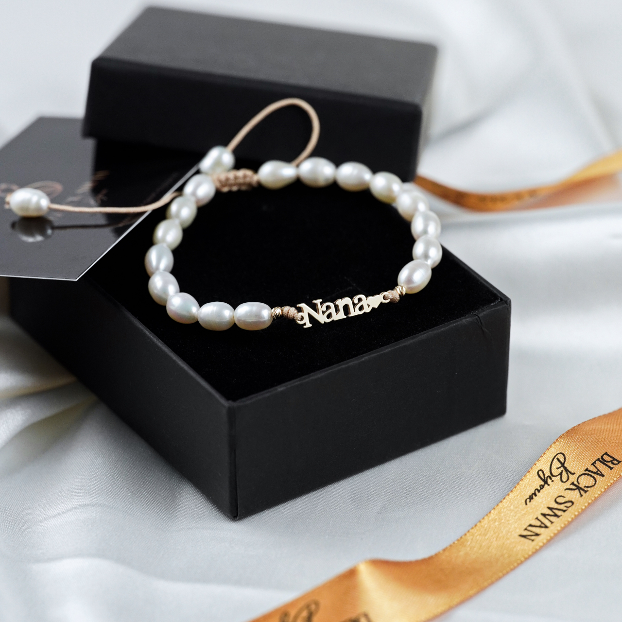 Bratara perle naturale reglabila cu bile din aur 14K - Link din Aur 'Nana' - Cadou cumatri [6]