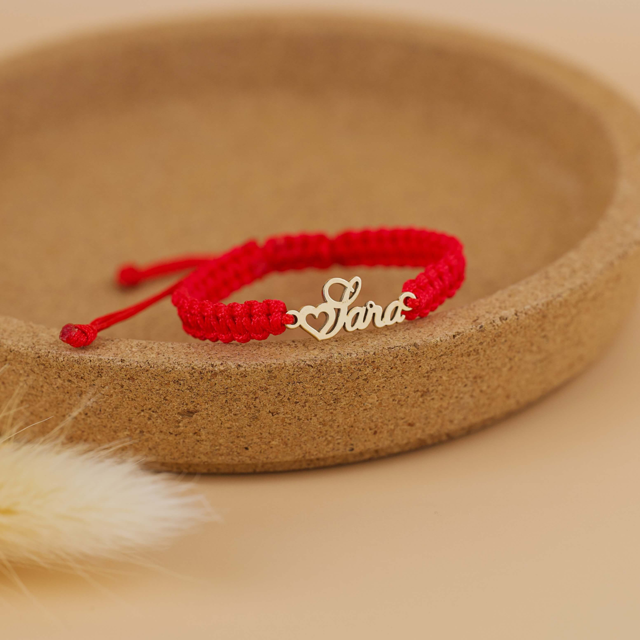 Bratara cu snur rosu copii si Nume Link Aur 14K [2]