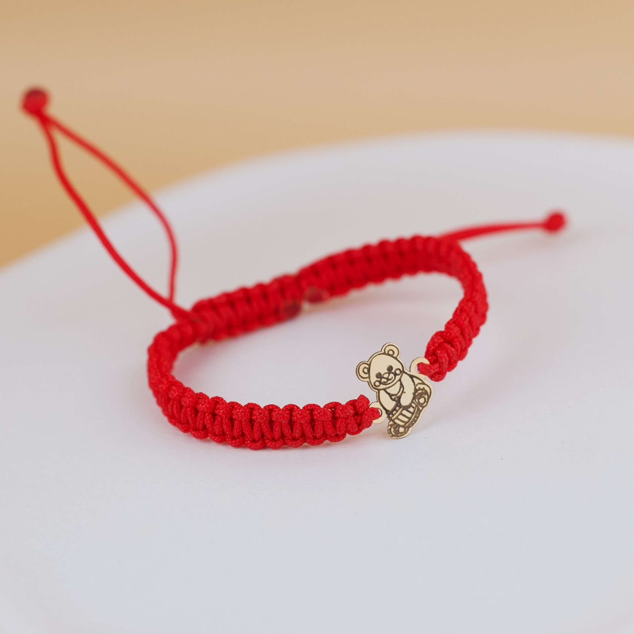 Bratara ursulet  Aur 14K - Snur rosu impletit - Copii [3]